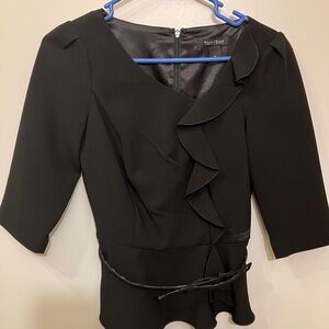 White House Black Market Black Ruffled Blouse